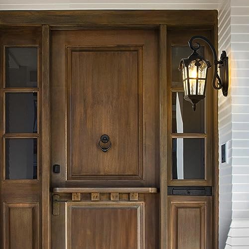 17.1'' Aluminum Outdoor Wall Lights- Black Roman Style Waterproof & Anti-Rust Exterior Lighting Fixtures, Hammered Outdoor Wall Lantern for Porch Patio Garage Courtyard Hallway Doorway