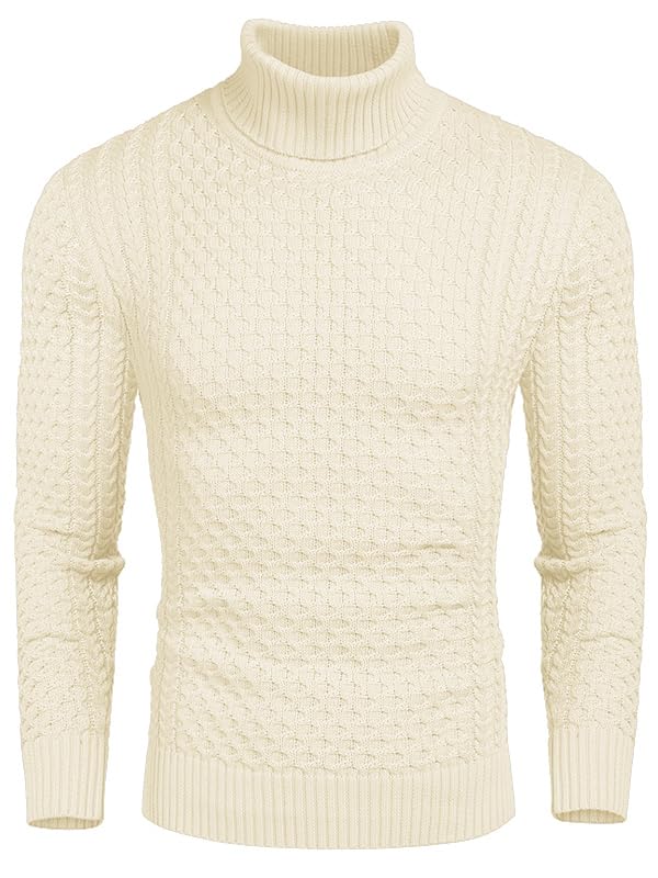 COOFANDY Men's Slim Fit Turtleneck Sweater Casual Knitted Pullover Sweaters