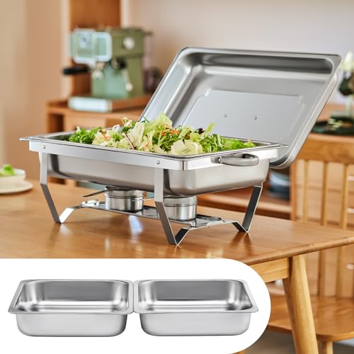 Wilprep Chafing Dish Edelstahl Buffet-Set Warmhaltebehälter Speisenwärmer Wärmebehälter Rechaud für Catering, Buffet und Party (1 Set 1x1+2x1/2 GN-Behälter) – Bild 3