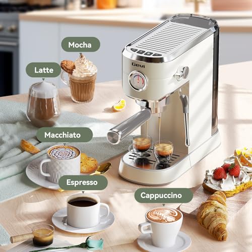 Image of Gevi Commercial Espresso and Coffee Makers, Professional Espresso Maker Latte Machine with Milk Frother, Stainless Steel Expresso Coffee Machines for Home, Compact Cappuccino Machine, Great Gift