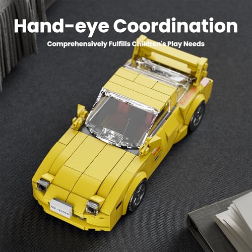 Image of Mould King Technik 27016 Speed Champion RX-7 Racing Car Building Blocks Kit Initial D Sports Car Clamping Blocks with Acrylic Display Case Model Cars for Collecting (329 Pieces)
