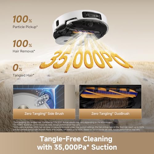 Image of DREAME L60 Ultra Robot Vacuum and Mop, 35,000Pa Suction, Detangling Brush, AI-Enhanced 3D ToF Vision, 100℃ Mop Self-Cleaning, 280+ Object Types, Extendable Side Brush and Mop, White