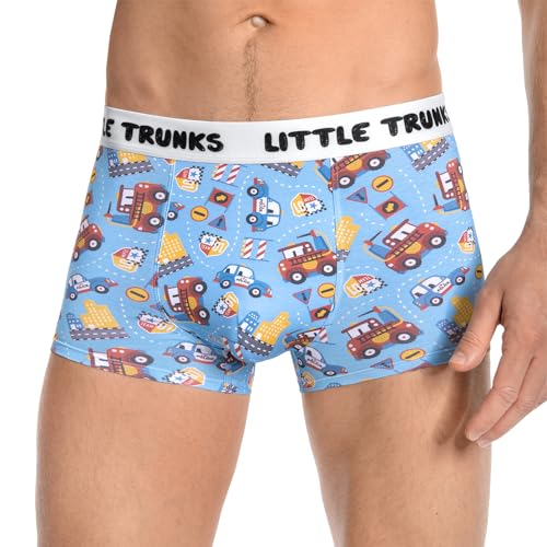 Littleforbig Men’s Breathable Durable Cotton Underwear Moisture-Wicking Cars Little Trunks 4 Pack Boxer Briefs Set4