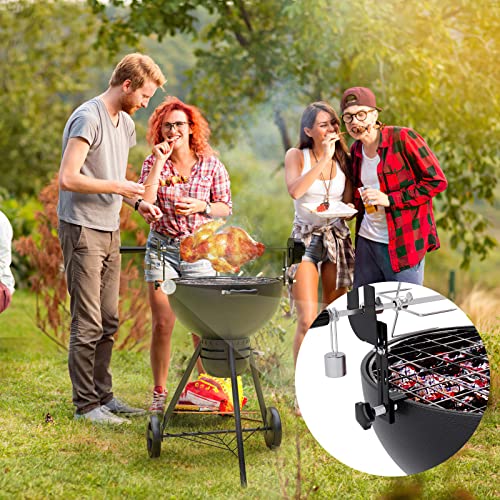SHYOSUCCE Grillspieß Set mit 2 Fleischnadeln, Motor, USB Leitung und Adapter Verbindung, Elektrischer Drehspieß für Kugelgrill, Holzkohlegrills, Gasgrills und Rotisserie, Einstellbare Länge 69-137cm