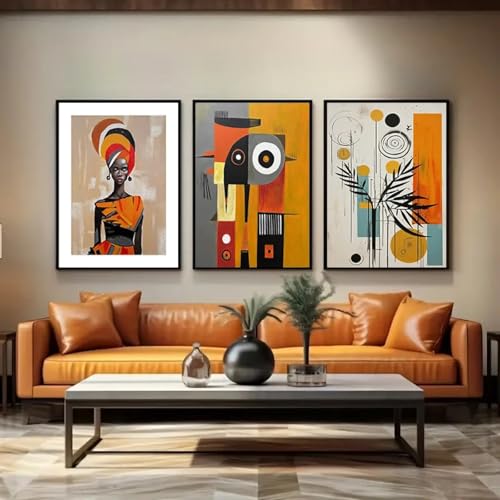 Peinture abstraite colorée africaine pour réchauffer un salon moderne