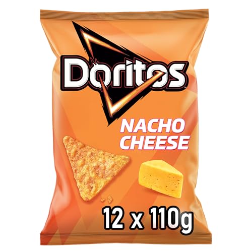 Doritos Nacho Cheese -Tortilla Nachos mit Käse Geschmack - Herzhafter Snack zum Knabbern aus Mais (12 x 110g) (Verpackungsdesign kann abweichen)