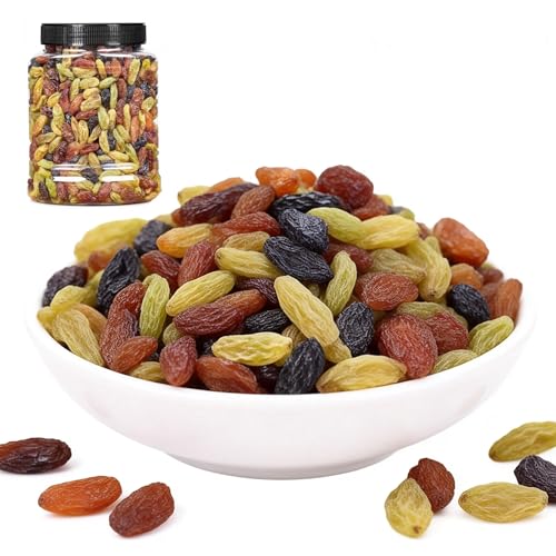 Pasas Premium De Tres Colores, Lata 500 G, Grano Grande, Refrigerio Frutas Secas Listo For Comer, No Requiere Lavado For Hornear Y Cereales