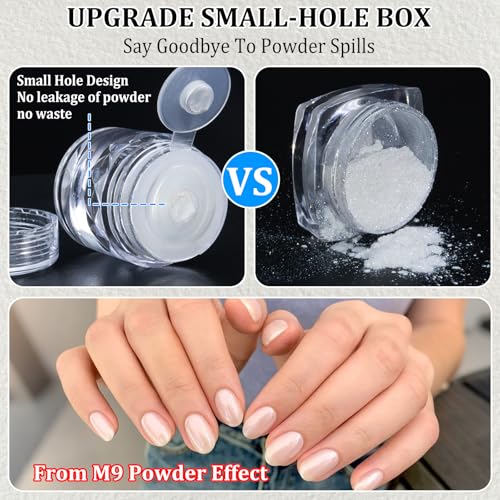 Weiße Perle Chrom Nagelpuder - Gold Silber Chrome Pulver Nägel Glazed Donut Nail Powder, Spiegeleffekt Metallic Cromepulver Nägel Glitzer Nagelpuder Nail Design für DIY-Salon