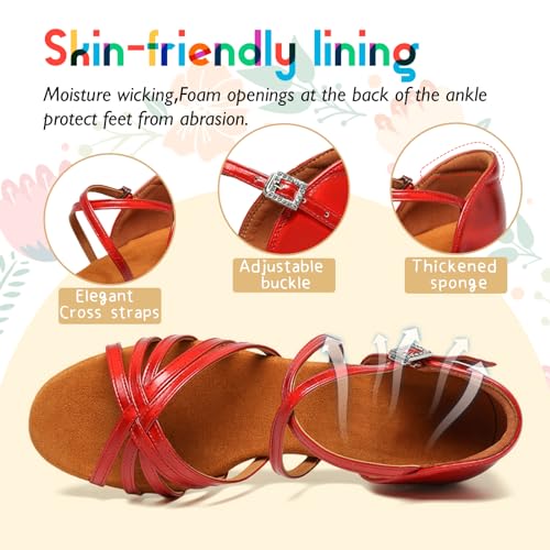 SWDZM Girls Latin Dance Shoes Low Heels Ballroom Salsa Tango Professional Dance Shoes4