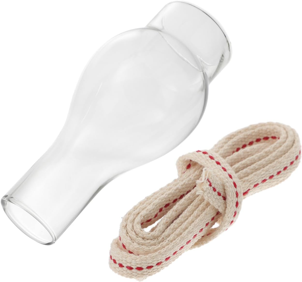 BESPORTBLE Glass Kerosene Lamp Shade and 1cm Wick Set, Original L555 Glass Chimney Replacement, 2pcs Oil Lamp Accessories for Indoor Lighting and Vintage Lanterns