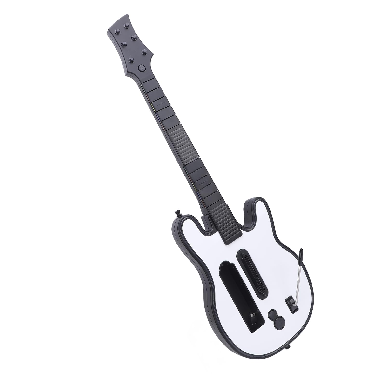 Chitarra da Gioco Wireless con Cursore Al Collo Sensibile Al Tocco con Luce RGB, Controller per Chitarra in modalità Multiplayer, Lunghe Ore di Lavoro, Materiale ABS Bianco (31,8x10x1,8