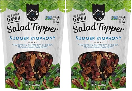 Modern Mill Summer Symphony Mixed Salad Topper By Gourmet Nut - Dried Cranberries,Blueberries,Pecans,Cherries & Sunflower Seeds - Gluten Free,Kosher,Dried Fruit & Nuts Vegan Snack -12oz Resealable Bag image 2