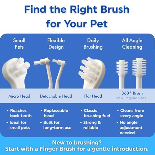 Image of MIND UP Dog Toothbrush with Micro Head, 15 Angled Handle for Ultra-Small Dogs, Pet Toothbrush for Back Teeth & Hard-to-Reach Areas, Made in Japan, 3EA