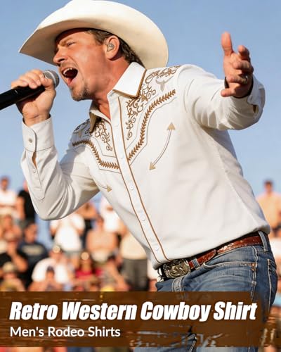 BELTROAD Cowboy Shirts for Men Western Long Sleeve Shirt Button Down Shirt | Slim Fit Mens Cowboy Shirt Embroidered Country Western Shirts for Men Casual Work Rodeo Texas Halloween Party Gifts - Image 3