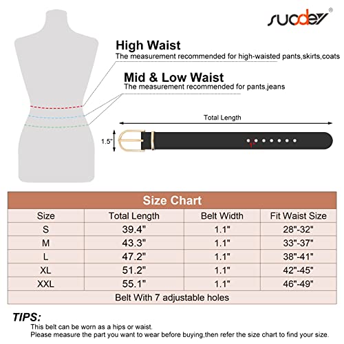 Image of 2 Pack Women Soft Faux Leather Waist Belt for Ladies Jeans Dress Chic belt with Pin Buckle SUOSDEY Fashion Casual Belt