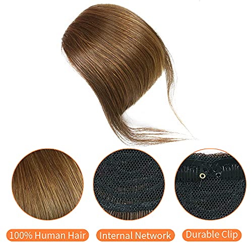 Thick Hair Bangs Real Human Hair French Bang Clip in Fringe Hair Extension Unprocessed Fringe, Light Brown Color - Image 4