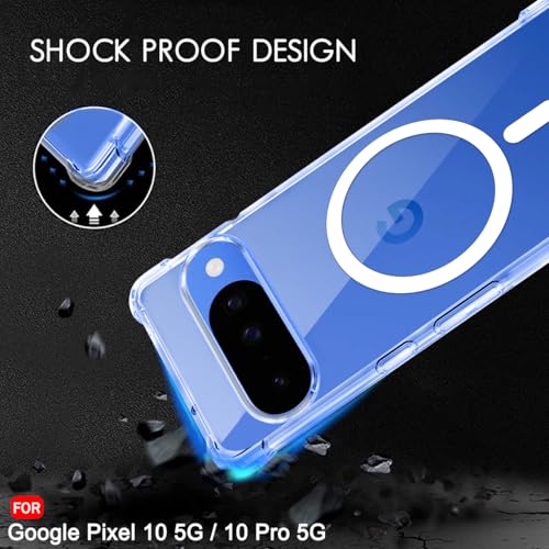 Image of TheGiftKart Shockproof Ultra-Hybrid Back Cover Case for Google Pixel 10 /10 Pro Compatible with MagSafe | 360 Degree Protection | Crystal Clear Hard Back Cover Case (PC & TPU, Transparent Bumper)