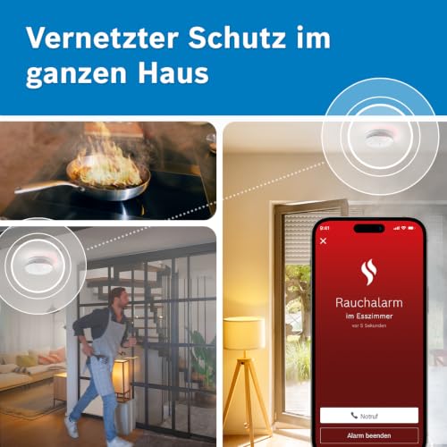 Bosch Smart Home Rauchwarnmelder II, Smarter Rauchmelder mit Sirene & App-Alarm, vernetzter Brandschutz im ganzen Zuhause… – Ansicht 5