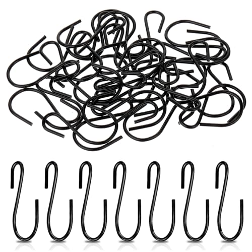 Mozeat Lens 20 sztuk mini haków S 4,5 cm, stal nierdzewna, haczyki w kształcie litery S do zawieszenia, czarne, metalowe haczyki ozdobne, do domu, biura, łazienki, kuchni