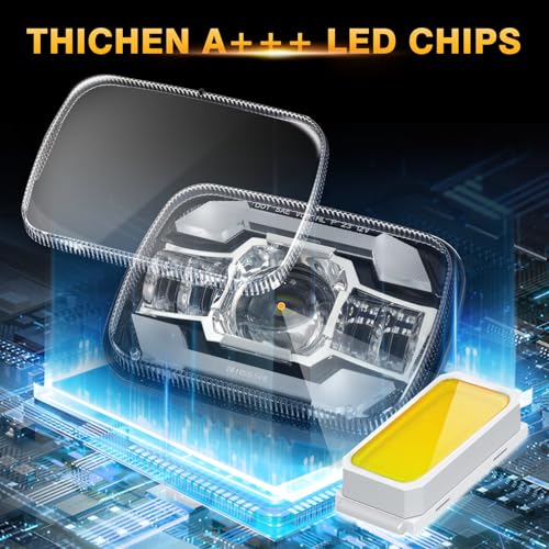 Image of Auxbeam 12000LM 600% Bright 5x7 In Headlights, 7x6 Led Headlights With DRL Turn Signal High Low Beam, Compatible With Jeep Cherokee XJ Wrangler YJ Ford Chevrolet, H6054 H5054 Headlights DOT Approved
