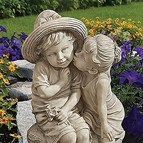 Ozdoba ogrodowa, figurka małego chłopca i dziewczynki, miniaturowa ozdoba z żywicy, do domu i ogrodu