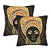 KTQUZCLF Poszewka na poduszkę 50 cm x 50 cm, opakowanie 2 poszewek na poduszki, piękna afrykańska kobieta aztecka plemienna etniczna kwadratowa poszewka na poduszkę do salonu na sofę do sypialni
