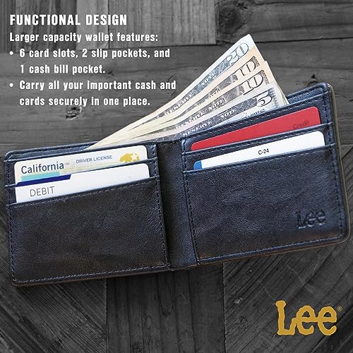 Lee Men’s Bifold Wallet Slim Casual Everyday Minimalist Cash and Card Holder (Grey)2