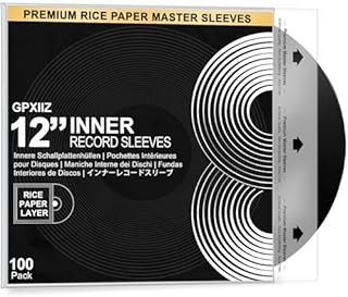 GPXIIZ 100x Anti Static Vinyl Inner Sleeves 12 Inch, Premium HDPE Rice Paper Vinyl Record Sleeves, Archival Quality 3 Layer Protective Plastic LP Covers for 12" Record