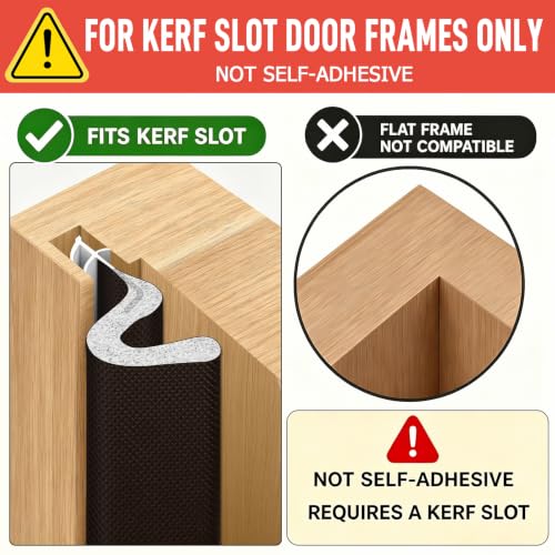 Image of Litaibai 60 ft Kerf Weather Stripping Door Seal for Exterior Doors, Brown | Push-In Kerf Seal for Grooved Frames, Not Self-Adhesive, Fits 1 /4-1 /2 in Door Gaps, Helps Reduce Drafts and Energy Loss