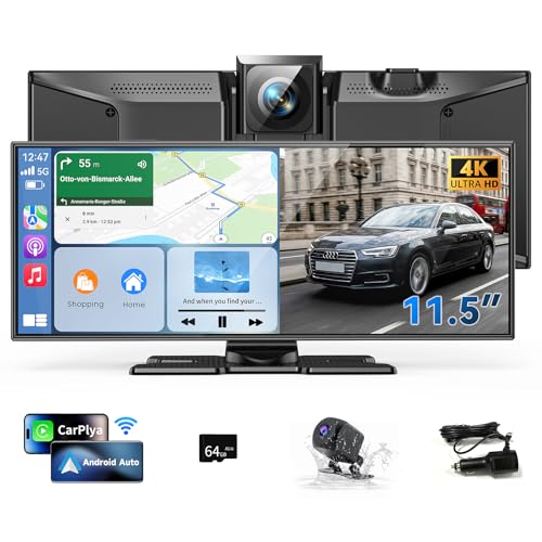 11.5' Largest Wireless Carplay Screen for Car, Portable A pple Carplay & Android Auto Touch Screen,...