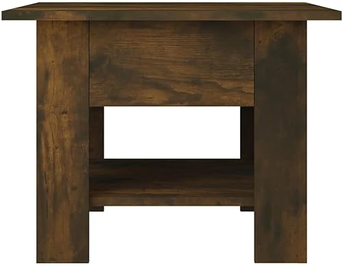 Miniatura 6 de Mesa de centro cuadrada de roble ahumado de 21.7 x 21.7 x 16.5 pulgadas, moderna mesa de centro pequeña de madera diseñada para sala de estar, mesas