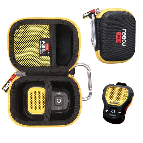 FBLFOBELI Hard Case Compatible with DEWALT Jobsite Pro Wearable Bluetooth Speaker, also fits for Noxgear 39g Wearable Bluetooth Speaker, Magnetic Clip-On Mini Speaker Storage (Yellow)