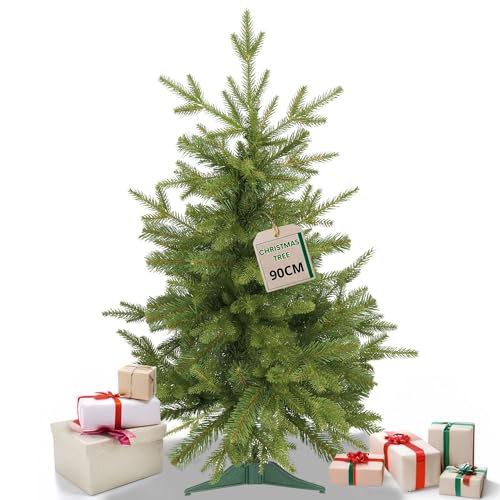 SPRINGOS Árbol de Navidad artificial con soporte, 90 cm