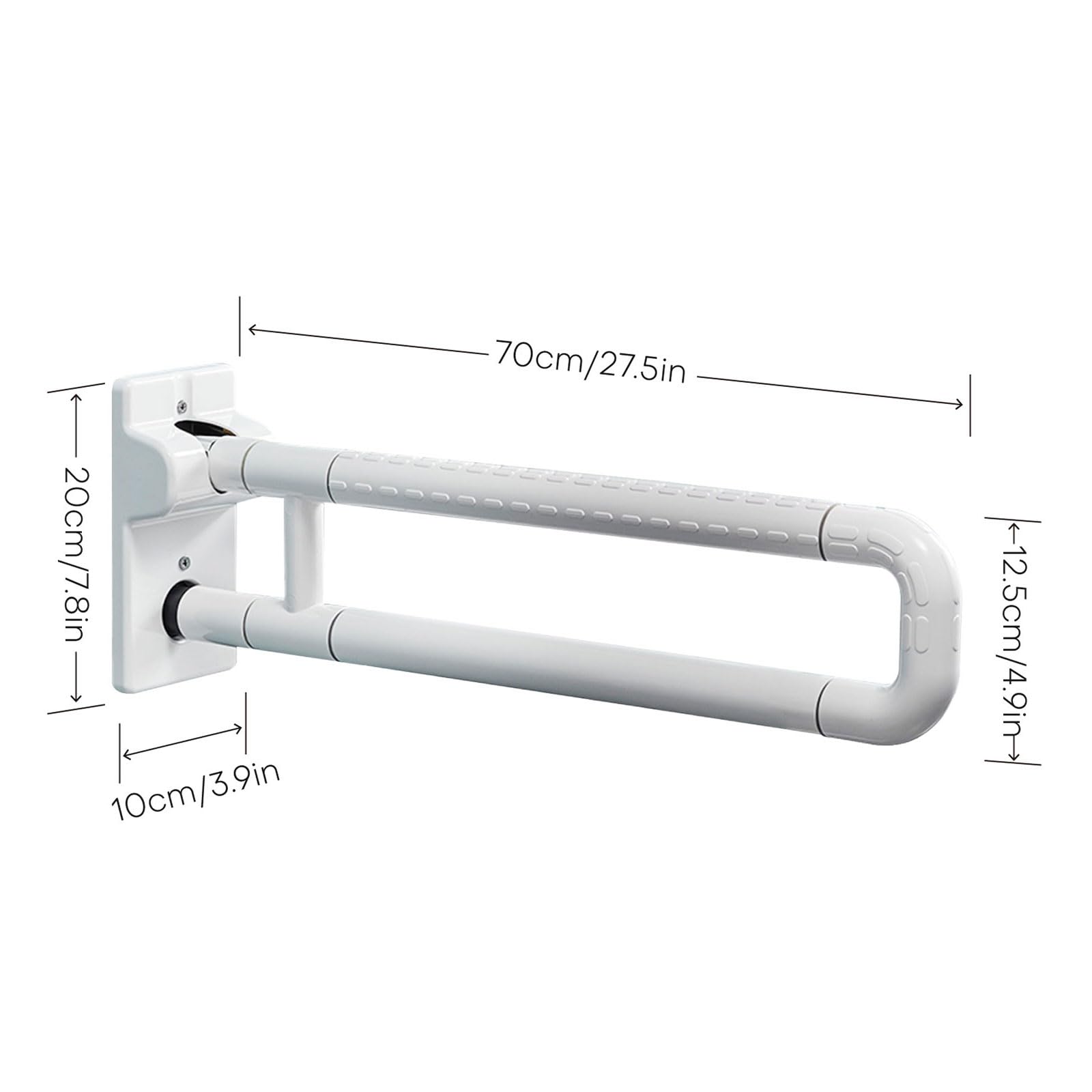 Maniglione Doccia Anziani Bianco, Maniglione Bagno Disabili Acciaio Inossidabile Maniglia di Sicurezza per Doccia 70cm Maniglie Antiscivolo Corrimano Barra Ribaltabile 70cm/27.5in