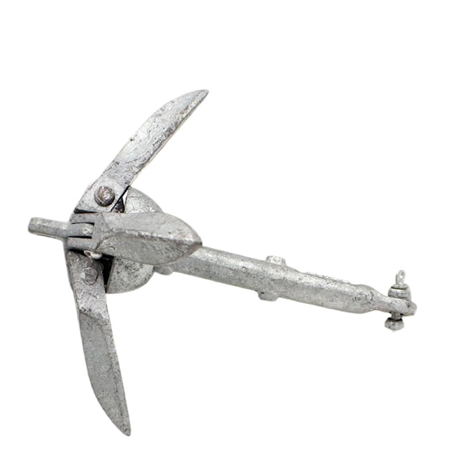 Piccola mini ancora in metallo for barca da pesca in PVC, barca gonfiabile, ancora in metallo, acciaio, ferro, corda, catena opzionale da 1,5 kg per motoscafi, gommoni(Silver1500g anchor 20m rop)