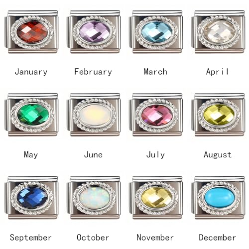 Birthstone Charms for Italian Charm Bracelet, 9mm, Birthday Gift2