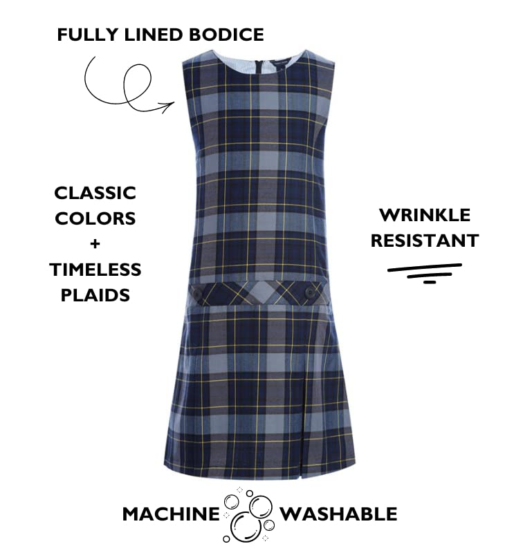 Tommy Hilfiger Girls Sleeveless Plaid Jumper Dress, Kids School Uniform Clothes4