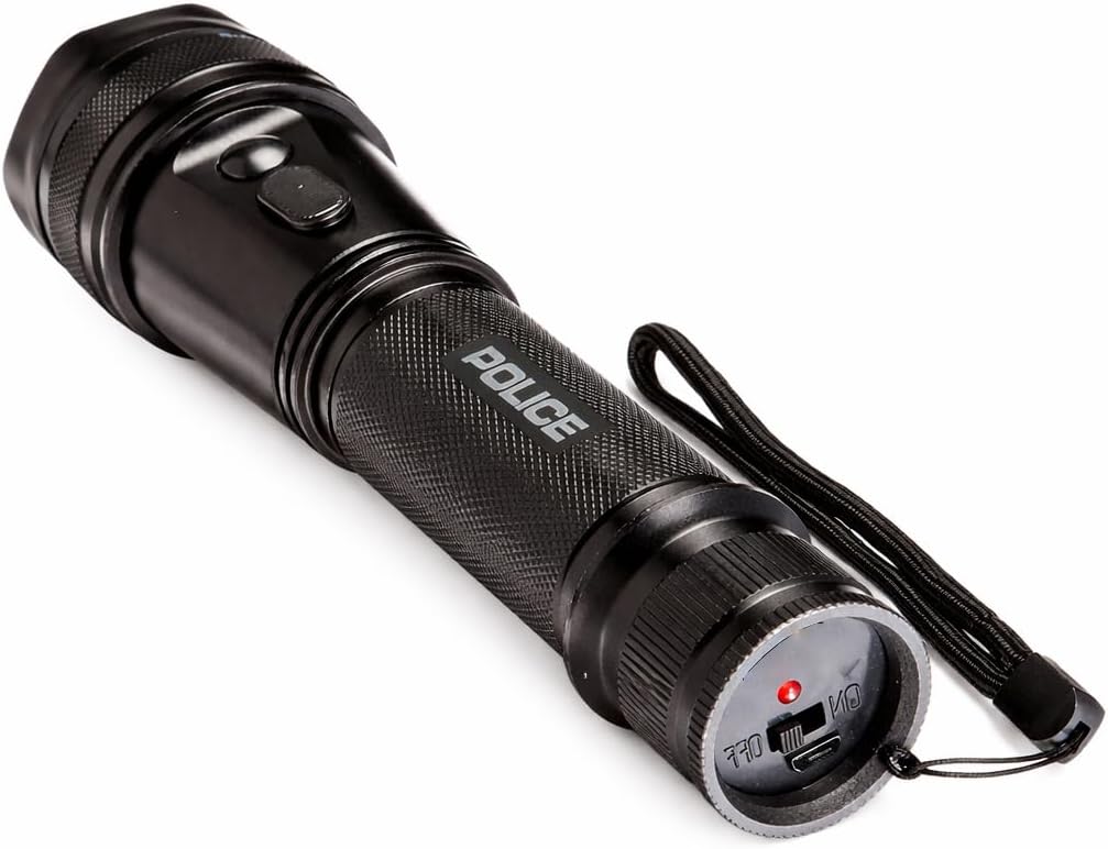 POLICE Stun Gun 1109 - Max Volt Rechargeable with LED Tactical Flashlight