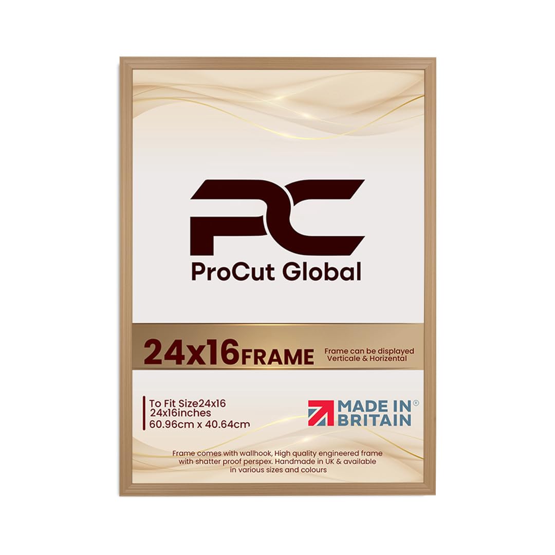 Procut Global 24x16 Country Pine Picture Frames - Classic Wooden Photo Frame with Shatterproof Perspex for Wall or Tabletop - Perfect for Posters, Certificates & Prints - Sizes & Colors Available