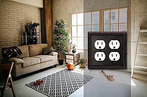 Image of Henne Bery Sunken Pearls Decorative Wall Plate Switch Plate Outlet Cover (Double Duplex, Aged Bronze)