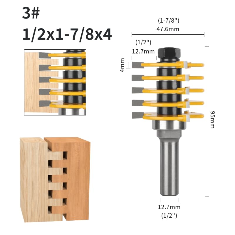 Fresa de carpintería con caja de 3 dientes, fresa for carpintería, fresa frontal, 1 ud.(12.7x47.6x4)