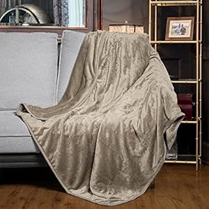 WOOMER [5 Year Warranty] Electric Heated Throw Blanket(50″x 60″), Soft Flannel Fast Heating Blanket with Multi-Color Option, 4 Heating Levels & 4H Auto Off, Machine Washable, Over-Heat Protection