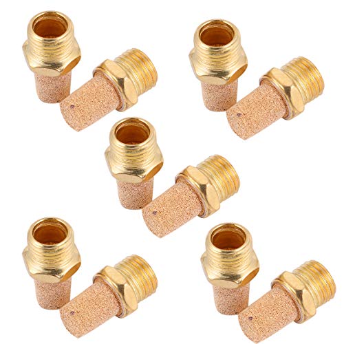 NAMOARLY 10 Pack of Brass Pneumatic Mufflers G1/4 Thread Airflow Noise Diffuser