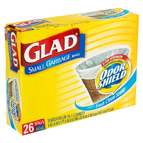 Buy Glad Small Garbage Bags with Odor Shield, 4 Gallon 26 bags Online