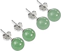 Vista 7 de Aretes de jade, aretes de jade verde para mujer, aretes de plata de ley 925 para orejas sensibles, joyería de jade para mujeres y hombres Plateado