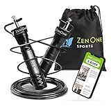 ZenRope Springseil, Speed Rope mit Kugellager, professionelles Sprungseil für Erwachsene, längenverstellbar, inkl. Extra Stahlseil, E-Book, Einstiegsguide & Tasche, 3 m Seillänge (Schwarz)