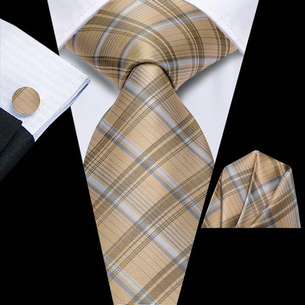 Image of Hi-Tie 3 Pcs Gift Box Mens Tie Set Necktie with Pocket Square Cufflinks Lapel Pin Silk Neck Tie Collection