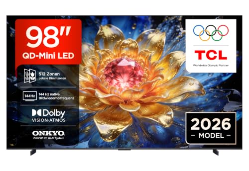 TCL 98T8D QD-Mini LED 98 Zoll Fernseher, 4K Smart TV, Google TV, 144 Hz – Ansicht 1