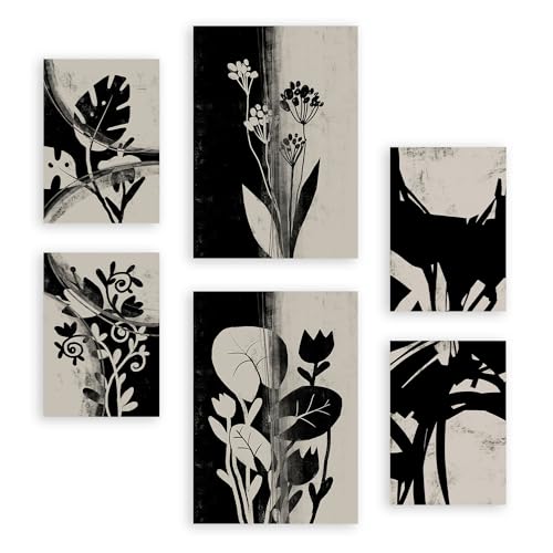 Posters de fleurs abstraites lot de 6 decoration murale Tons de jeunesse salon et chambre A4 A3