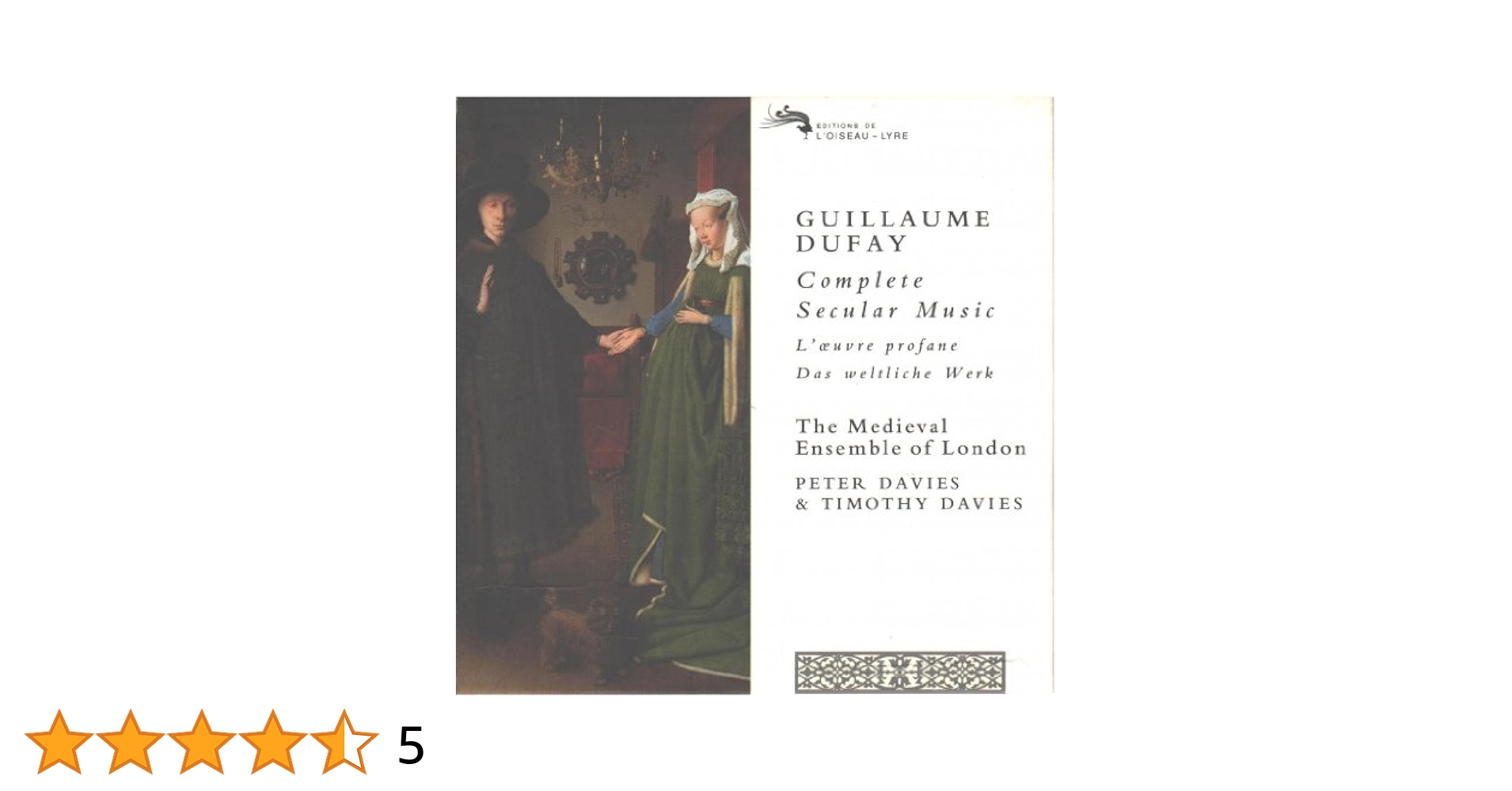 【中古CD】Guillaume Dufay/Complete Secular Music／Davies, P./Davies, T./Medieval Ensemble 中古CD】Guillaume Dufay/Complete Secular Music／Davies, P